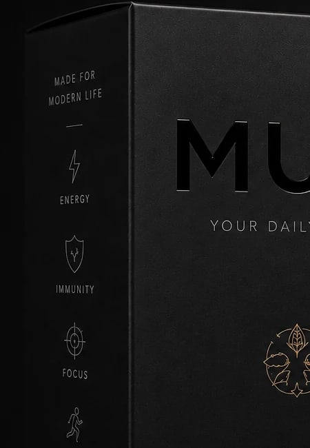 Side panel of the MUTI box showing the energy, immunity, focus and performance icons